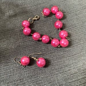 Vintage pink bracket and earrings